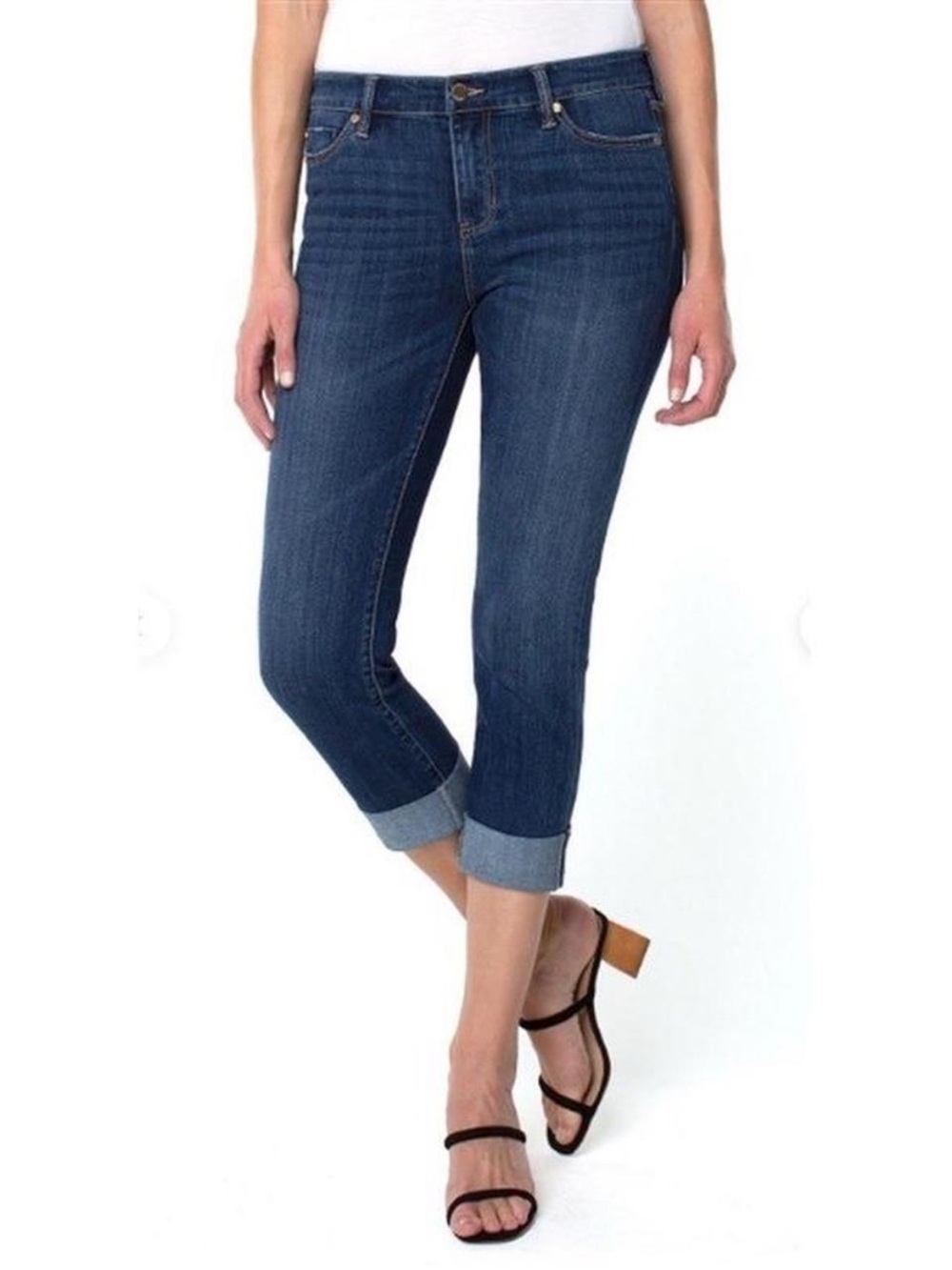 Liverpool Belinda Crop Skinny Jeans Womenβs Size 26 Cuffed Dark Wash Stretch